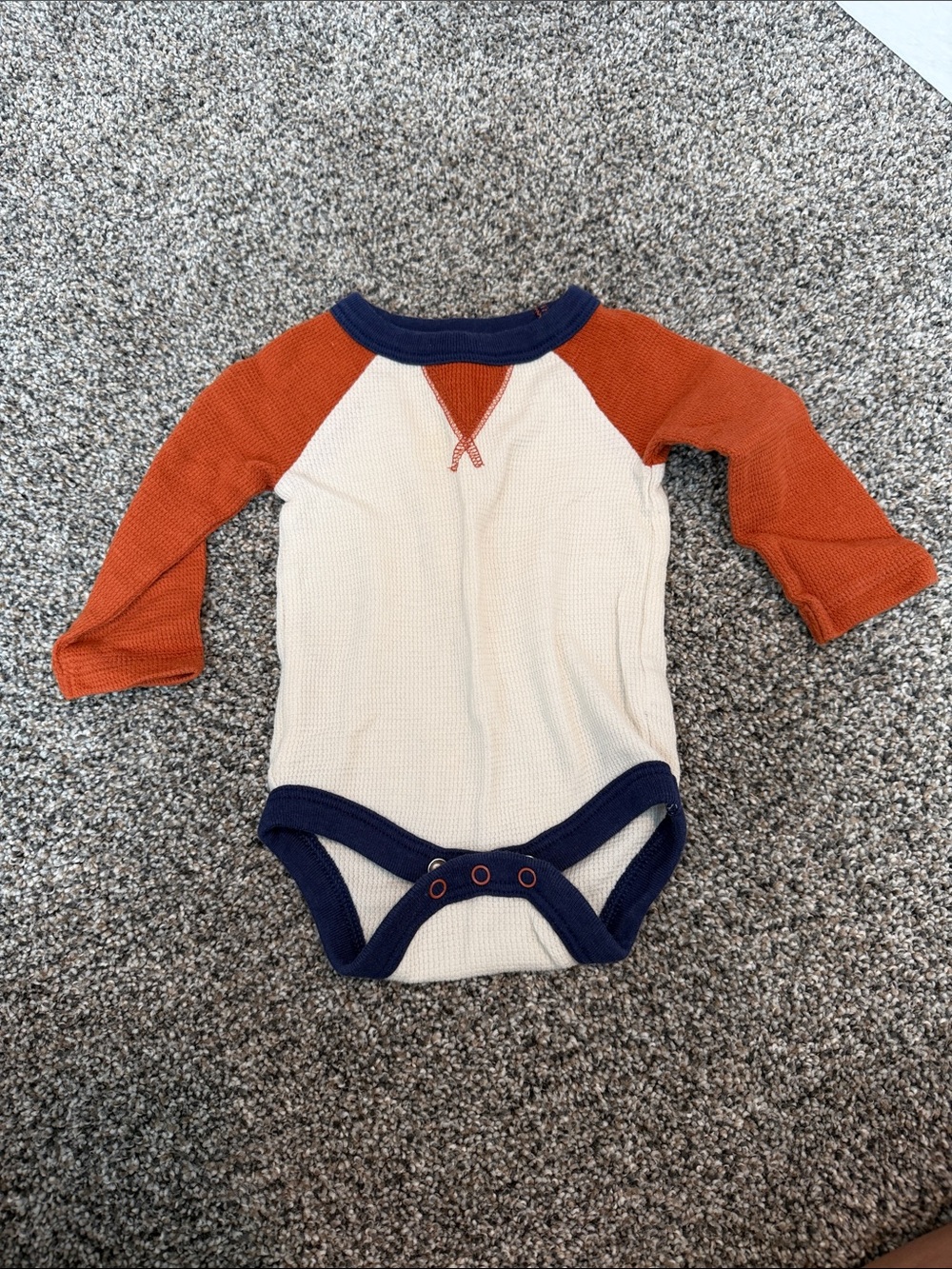 Cat & Jack Cream One-Piece with Rust Sleeves and Navy Trim